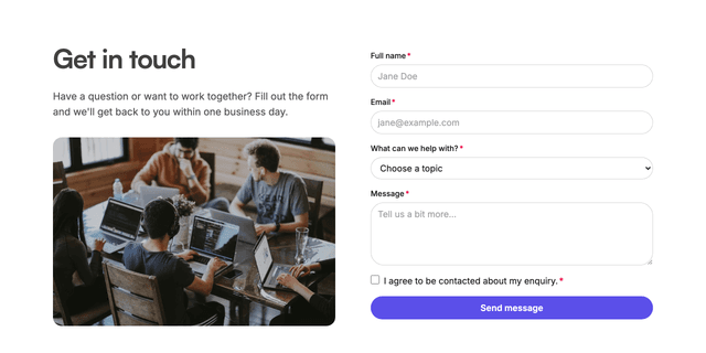 Preview of the contact-form section