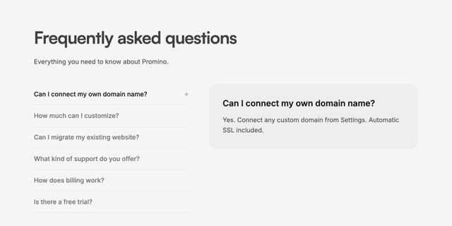 Preview of the faq-two-column section
