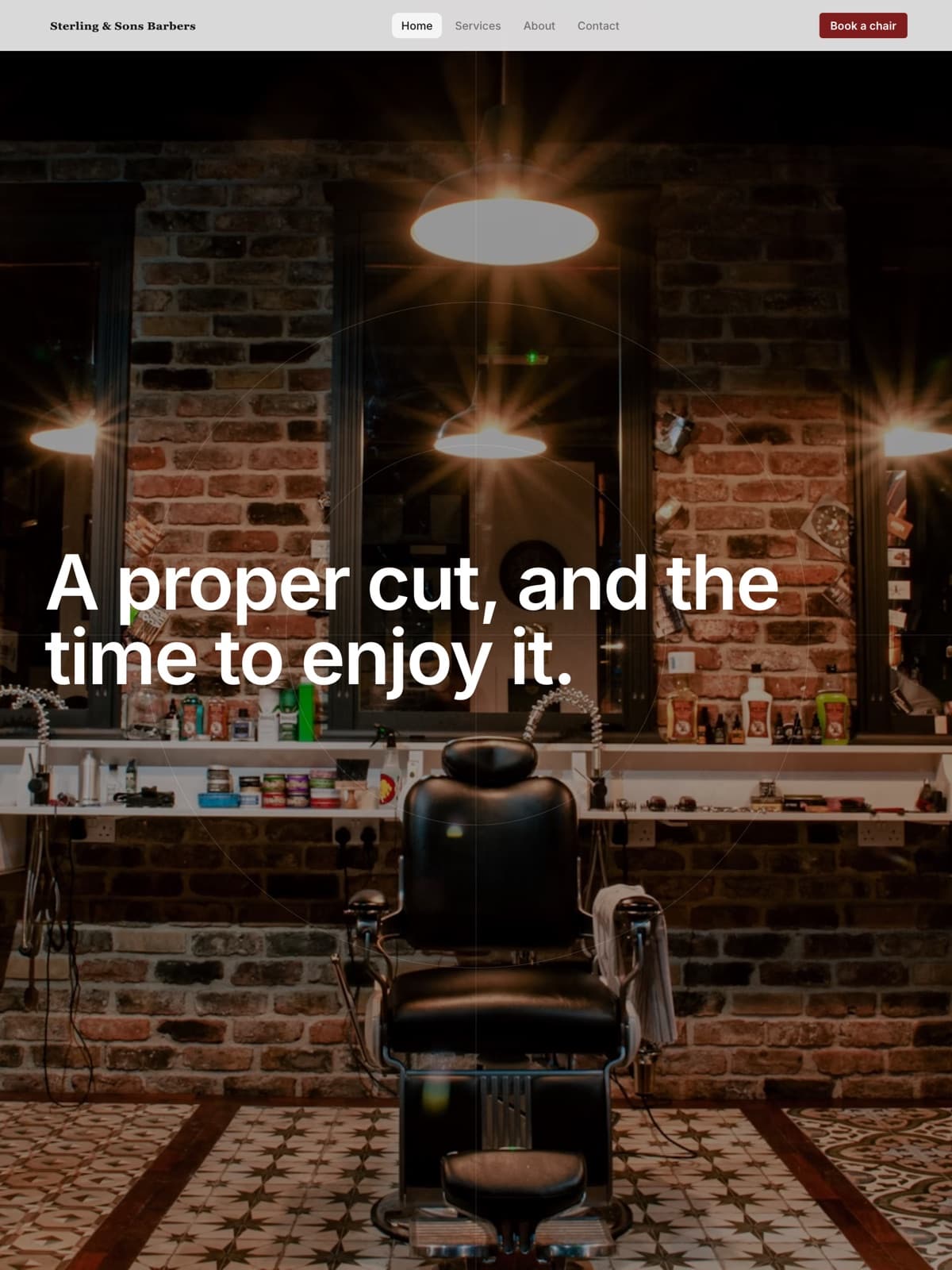 The the barbershop demo demo site, built on Promino