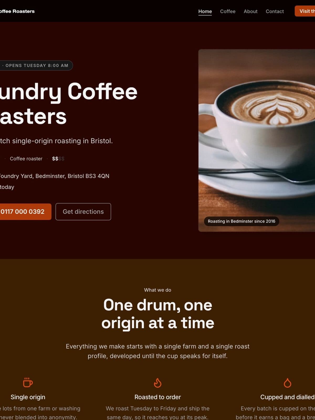 The the roastery demo demo site, built on Promino