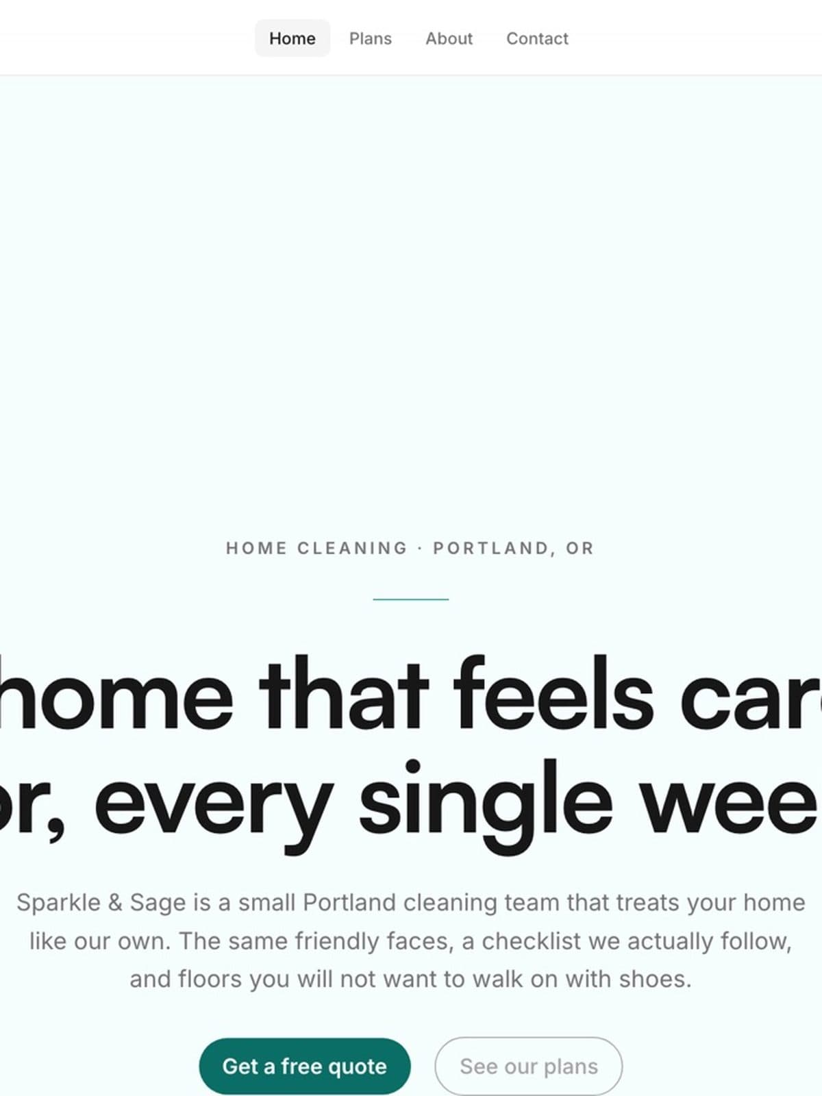The Sparkle & Sage demo site, built on Promino