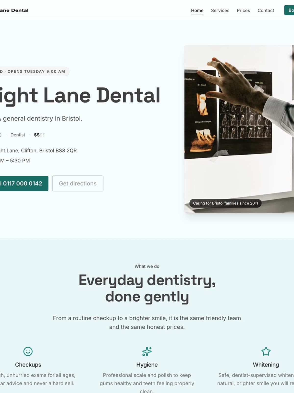 The the dental clinic demo demo site, built on Promino