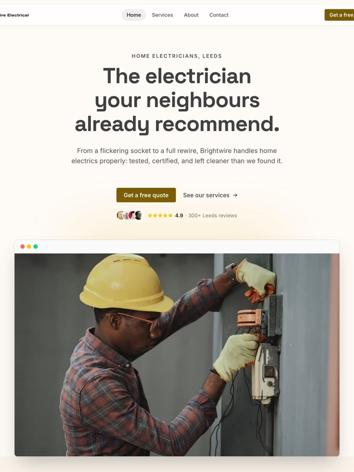 The Brightwire Electrical demo site, built on Promino