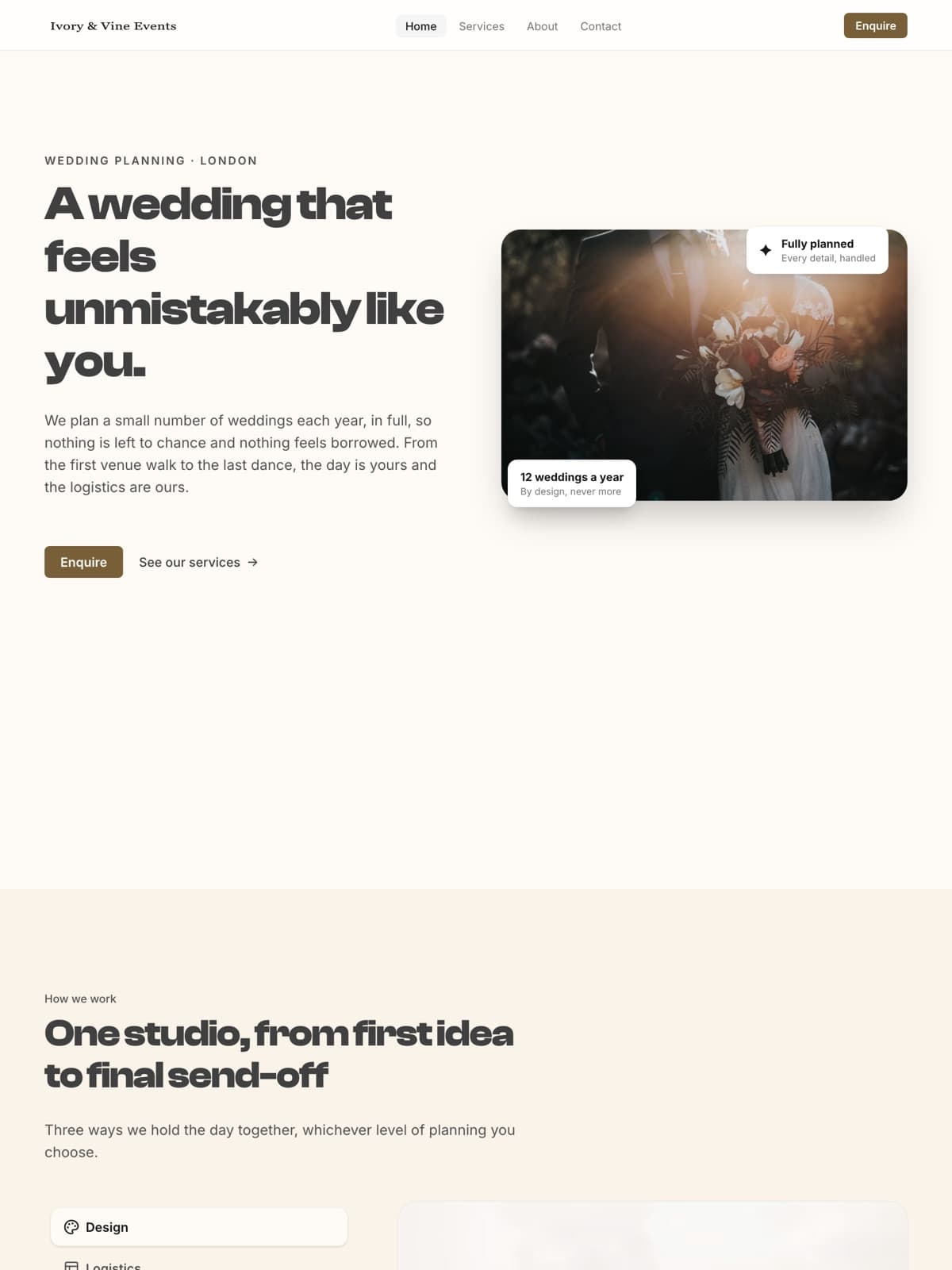 The the event planning demo demo site, built on Promino