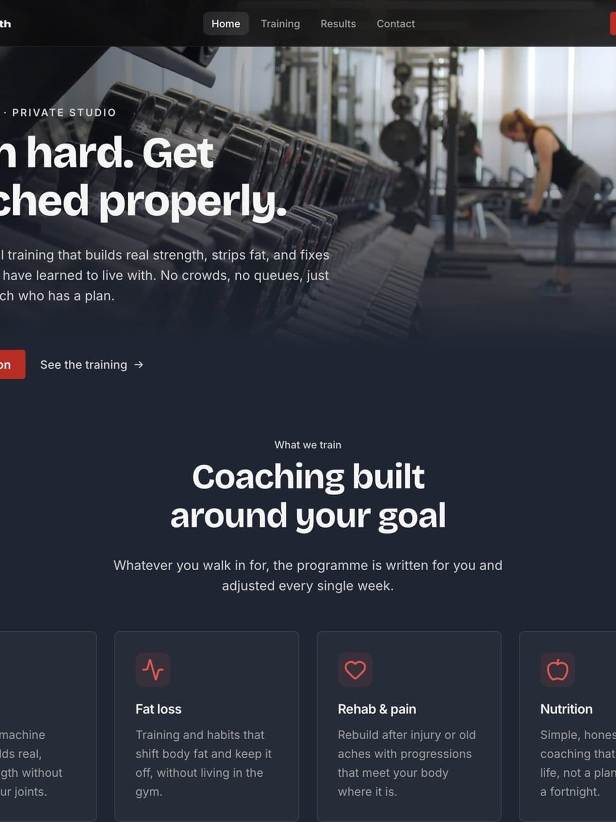 The the personal trainer demo demo site, built on Promino