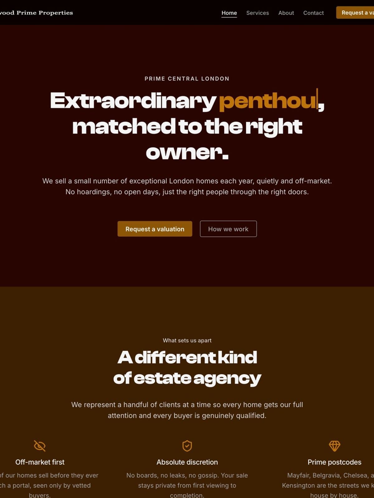 The the estate agency demo demo site, built on Promino