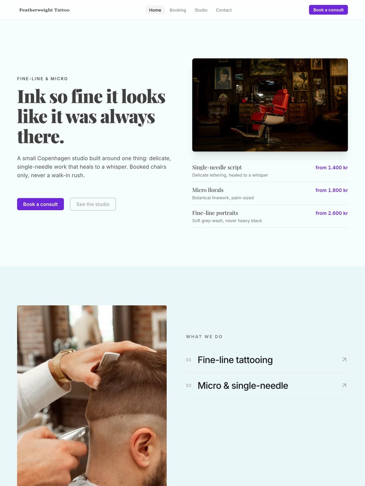 The the tattoo studio demo demo site, built on Promino