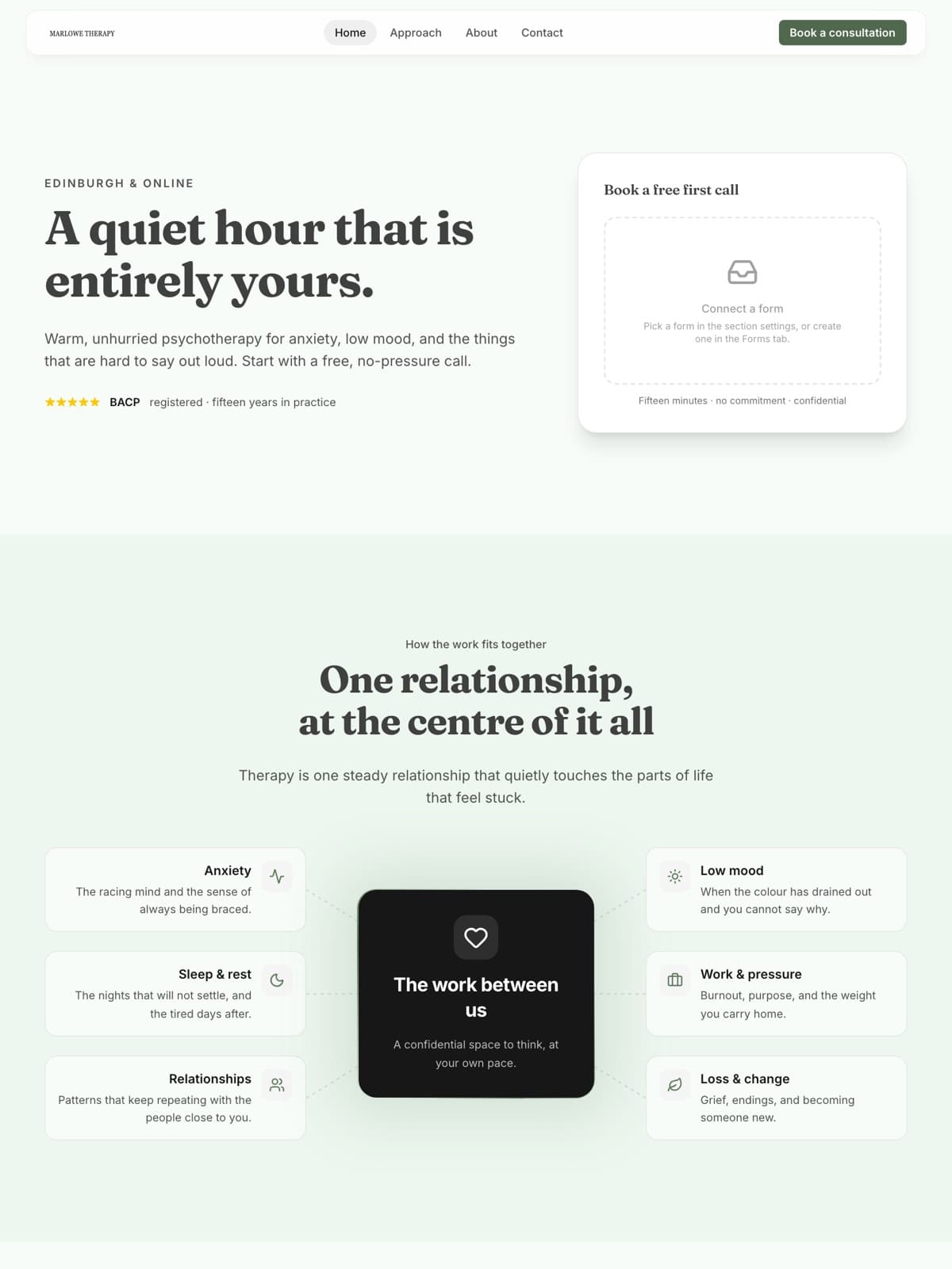 The the therapy practice demo demo site, built on Promino
