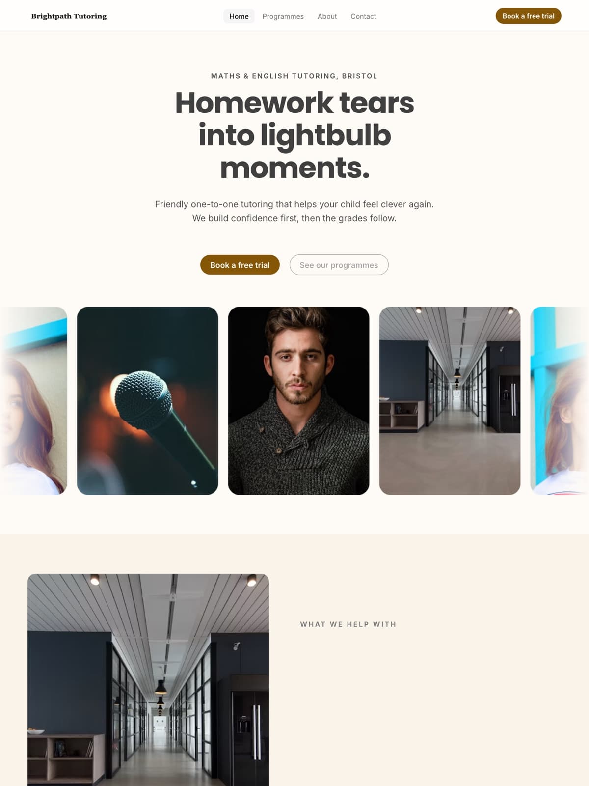The the tutoring demo demo site, built on Promino