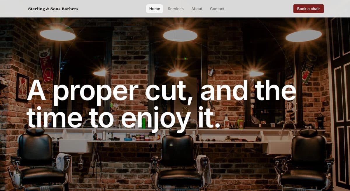 The Sterling and Sons barbershop site